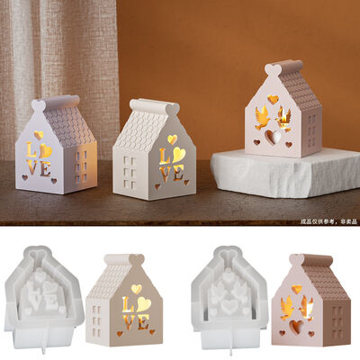 DIY Aromatherapy Gypsum LOVE Peace Dove Hollow House Small Night Light Candlestick Ornament Silicone Mold