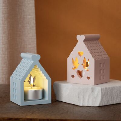 DIY Aromatherapy Gypsum LOVE Peace Dove Hollow House Small Night Light Candlestick Ornament Silicone Mold