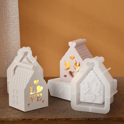 DIY Aromatherapy Gypsum LOVE Peace Dove Hollow House Small Night Light Candlestick Ornament Silicone Mold