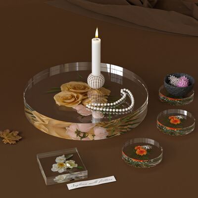 Crystal Dropper Resin Circular Tray River Desktop Small Circular Square Coaster Silicone Mold