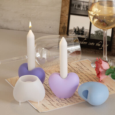 DIY Aromatherapy Candle Stand Base Decoration Grinding Tool 3D Three Dimensional Love Gypsum Candlestick Silicone Mold