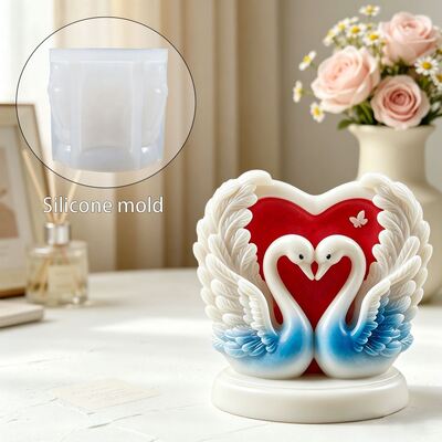 Ins Romantic Love Couple Swan Candle Mold Wedding Accessories Pendant Gypsum Silicone Mold