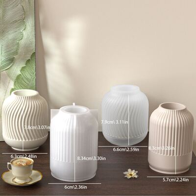 Nordic Ins Vertical Wavy Vase Silicone Mold Simple Roman Column Hydroponic Flower Planter Mold