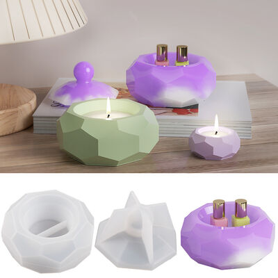 DIY Crystal Drip Glue Cement Gypsum Storage Box Hexagonal Sectional Pattern Candle Cup Silicone Mold