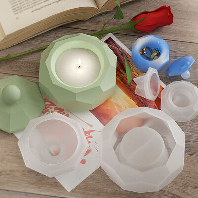DIY Crystal Drip Glue Cement Gypsum Storage Box Hexagonal Sectional Pattern Candle Cup Silicone Mold