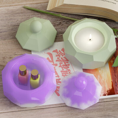 DIY Crystal Drip Glue Cement Gypsum Storage Box Hexagonal Sectional Pattern Candle Cup Silicone Mold