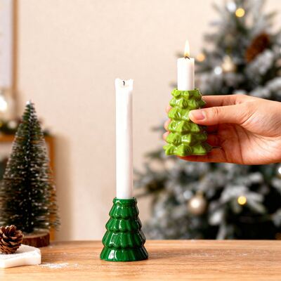 DIY Aromatherapy Gypsum Cement Resin Christmas Tree Candlestick Ornament Candle Base Jewelry Silicone Mold