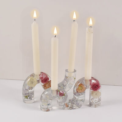 DIY Crystal Dropping Resin Gypsum Candlestick Semi Three Dimensional SM Arched Candleholder Base Silicone Mold