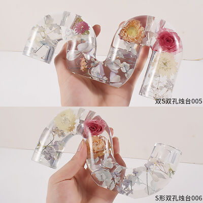 DIY Crystal Dropping Resin Gypsum Candlestick Semi Three Dimensional SM Arched Candleholder Base Silicone Mold