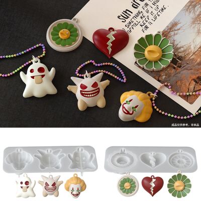 DIY Halloween Ghost Devil Hanging Pendant Mold Sunflower Clown Jewelry Silicone Mold