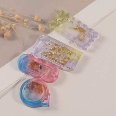 Crystal Dropper Resin Oval Lace Heart-shaped Quicksand Pendant Hair Clip Hanging Decoration Keychain Silicone Mold
