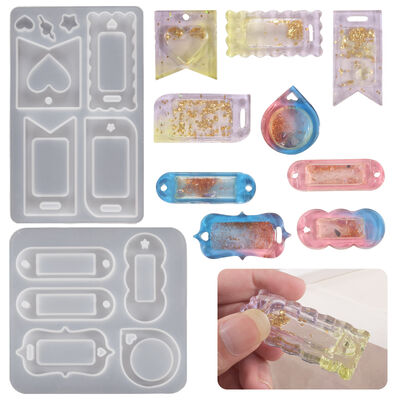 Crystal Dropper Resin Oval Lace Heart-shaped Quicksand Pendant Hair Clip Hanging Decoration Keychain Silicone Mold