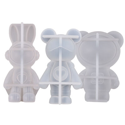 DIY Drop Glue Space Rabbit Astronaut Bear Silicone Mold Cartoon Gypsum Candle Keychain Grinder