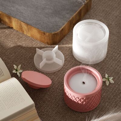 DIY Dropper Circular Grid Storage Box Storage Can Aromatherapy Gypsum Candle Cup Container Silicone Mold
