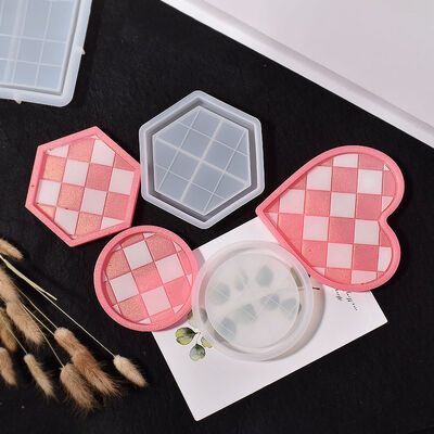 DIY Dropper Glue Rectangular Heart-shaped Hexagonal Circular Chessboard Grid Dish Tray Gypsum Silicone Mold