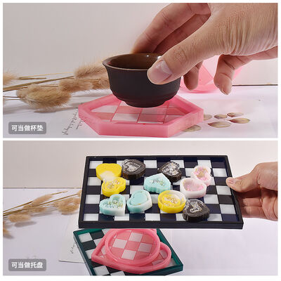 DIY Dropper Glue Rectangular Heart-shaped Hexagonal Circular Chessboard Grid Dish Tray Gypsum Silicone Mold