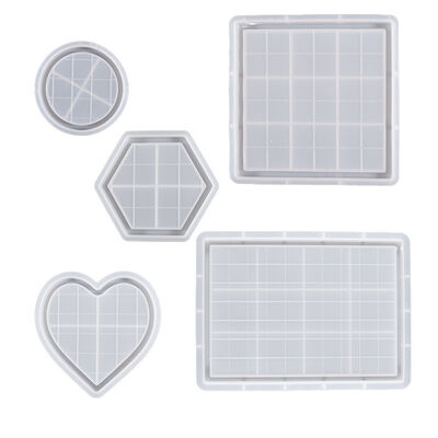 DIY Dropper Glue Rectangular Heart-shaped Hexagonal Circular Chessboard Grid Dish Tray Gypsum Silicone Mold