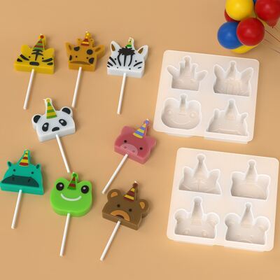 DIY Aromatherapy Gypsum Cartoon Four In One Small Animal Birthday Party Baking Decoration Candle Silicone Mold