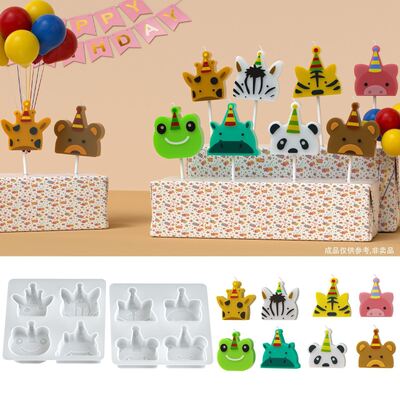 DIY Aromatherapy Gypsum Cartoon Four In One Small Animal Birthday Party Baking Decoration Candle Silicone Mold