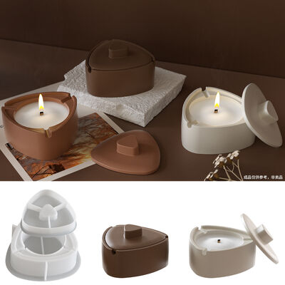 Round Triangle Simple Wind Smoke Ash Storage Tank, Table, DIY Aromatherapy Gypsum Candle Cup, Silicone Mold