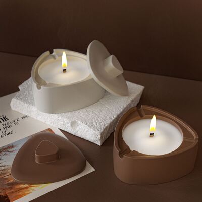 Round Triangle Simple Wind Smoke Ash Storage Tank, Table, DIY Aromatherapy Gypsum Candle Cup, Silicone Mold