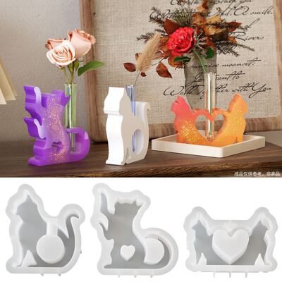 DIY Drip Glue Flower Vase Branch Hydroponic Flower Utensils Pendant Platform Film Set Little Cat Series Flower Utensils Silicone Mold