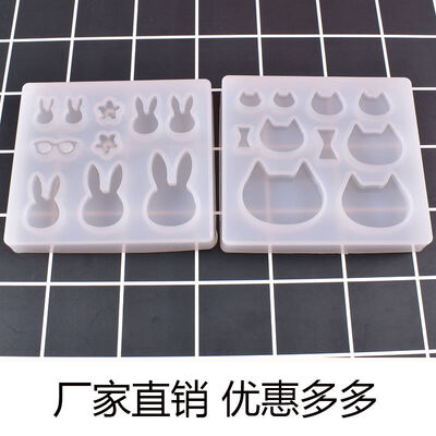 Kitten Earnail Pendant Silicone Mold Little Rabbit Earnail Hair Clip Patch Mold DIY Dropping Mold