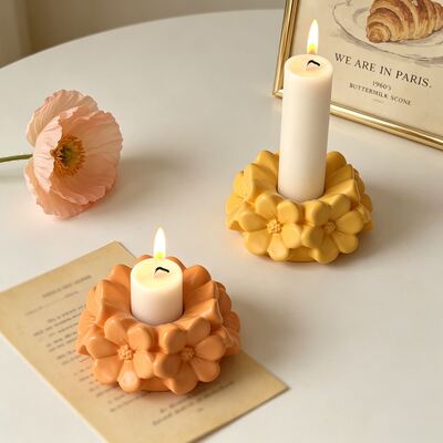 Rose Flower Ring Candlestick Silicone Mold Aromatherapy Candle Gypsum Ornament DIY Valentine's Day Decoration Mold