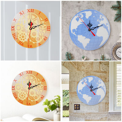 DIY Drip Glue Map Gear Ornament Grinding Arabic Roman Digital Circular Clock Disk Silicone Mold