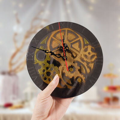DIY Drip Glue Map Gear Ornament Grinding Arabic Roman Digital Circular Clock Disk Silicone Mold