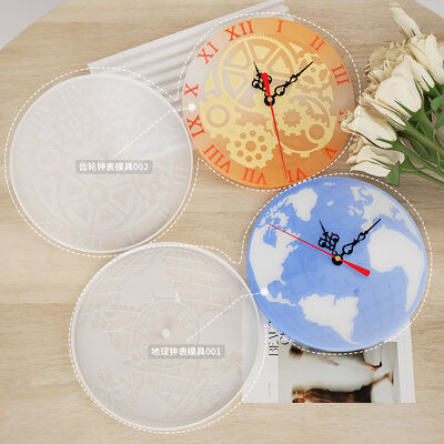 DIY Drip Glue Map Gear Ornament Grinding Arabic Roman Digital Circular Clock Disk Silicone Mold