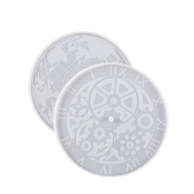 DIY Drip Glue Map Gear Ornament Grinding Arabic Roman Digital Circular Clock Disk Silicone Mold