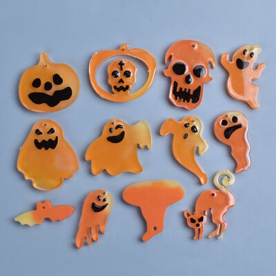 Halloween Hanging Pendant Dropper Mold Skull Pumpkin Ghost Spider Witch Owl Silicone Grinder