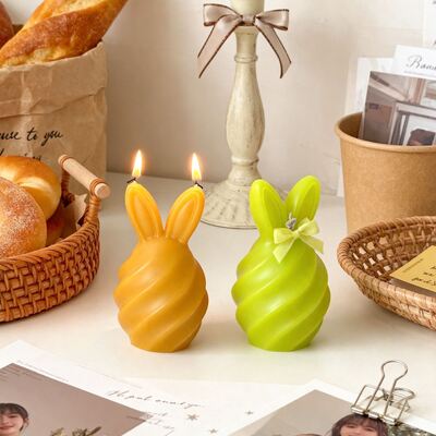 Conejo de Pascua en espiral Molde de silicona hecha a mano Aromaterapia de bricolaje Candela de yeso Ornamento de piedra perfumada Molde de caída