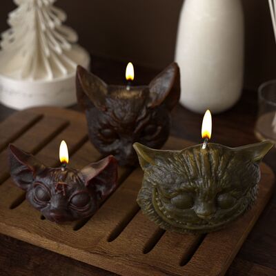 Halloween Decoration Cheshire Cat Eye Cat Head Bat Gypsum Mold DIY Devil Cat Aromatherapy Candle Silicone Mold