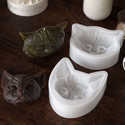 Halloween Decoration Cheshire Cat Eye Cat Head Bat Gypsum Mold DIY Devil Cat Aromatherapy Candle Silicone Mold