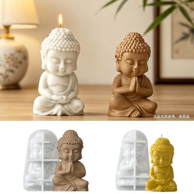 Creative Sitting Buddha Incense Candle Silicone Mold DIY Home Zen Decor Gypsum Mold