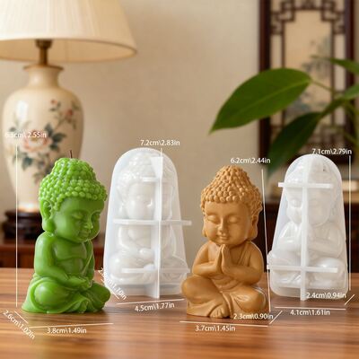 Creative Sitting Buddha Incense Candle Silicone Mold DIY Home Zen Decor Gypsum Mold