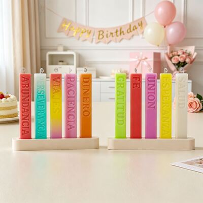 Spanish Blessing Words Long Candle Silicone Mold DIY Aromatherapy Candle Gypsum Decoration Mold