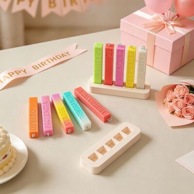 Spanish Blessing Words Long Candle Silicone Mold DIY Aromatherapy Candle Gypsum Decoration Mold
