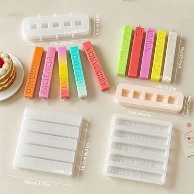 Spanish Blessing Words Long Candle Silicone Mold DIY Aromatherapy Candle Gypsum Decoration Mold