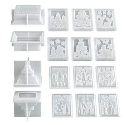 DIY Aromatherapy Gypsum Hollowed Christmas Element Sticker Castle House Atmosphere Lamp Candle Stand Silicone Mold