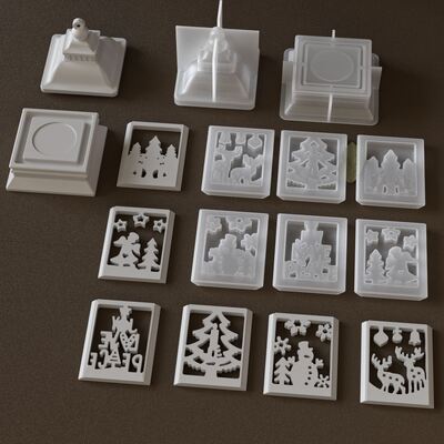 DIY Aromatherapy Gypsum Hollowed Christmas Element Sticker Castle House Atmosphere Lamp Candle Stand Silicone Mold