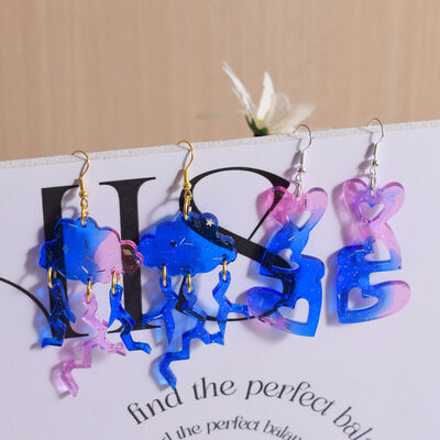 Crystal Drip Glue Love Flower Note Letter Water Drop Cloud Earrings Jewelry Pendant Silicone Mold