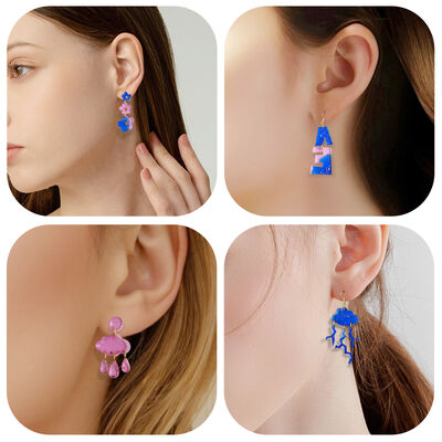Crystal Drip Glue Love Flower Note Letter Water Drop Cloud Earrings Jewelry Pendant Silicone Mold