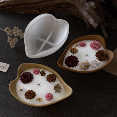 Aromatherapy gypsum cement storage tray silicone mold DIY leaf candle bowl candle cup gypsum mold
