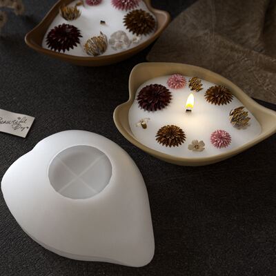 Aromatherapy gypsum cement storage tray silicone mold DIY leaf candle bowl candle cup gypsum mold