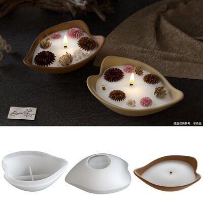 Aromatherapy gypsum cement storage tray silicone mold DIY leaf candle bowl candle cup gypsum mold