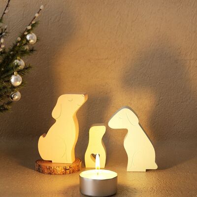 DIY Resin Plaster Dog Family Easter Three Rabbits Candle Ornament Silicone Mold