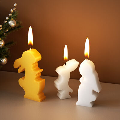 DIY Resin Plaster Dog Family Easter Three Rabbits Candle Ornament Silicone Mold